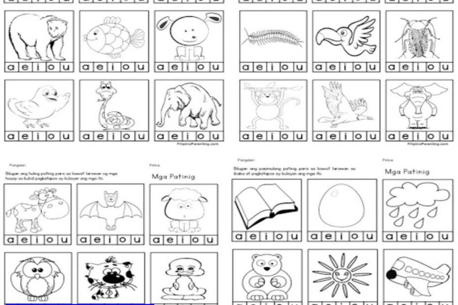 Free Tagalog Vowel Worksheets for Kindergarten: Circle Mga Patinig