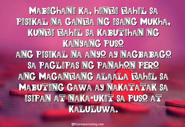 20 Tagalog Love Quotes for Him, Her, Wife, and Husband – Mga Kasabihan Tungkol sa Pag‑ibig Meaningful Tagalog love advice: "Love the beautiful heart, not just the physical beauty that fades with time"