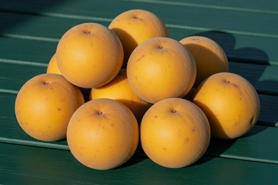 Cotton Fruit in Tagalog is ‘santol.’ This simple fruit‑vocabulary image helps learners recognize santol and other Filipino fruit names for easy Tagalog learning.