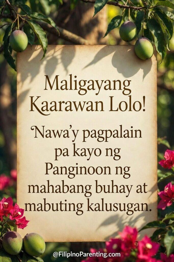 Maligayang Kaarawan Lolo: 20 Heartfelt Birthday Messages, Prayers, and Quotes A vibrant, vertical birthday poster for a Filipino grandfather featuring a colorful, psychedelic-style Jeepney illustration. The text reads "Maligayang Kaarawan Lolo!" with a heartfelt Tagalog blessing. Perfect for Filipino family celebrations and social media sharing.