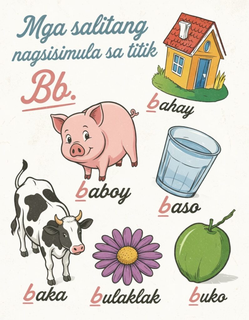 Words That Begin With B in Tagalog: 50 Helpful and Essential Vocabulary Words Discover 50 Tagalog words that begin with the letter B, complete with meanings and picture examples. A helpful vocabulary guide for kids, parents, and beginners.