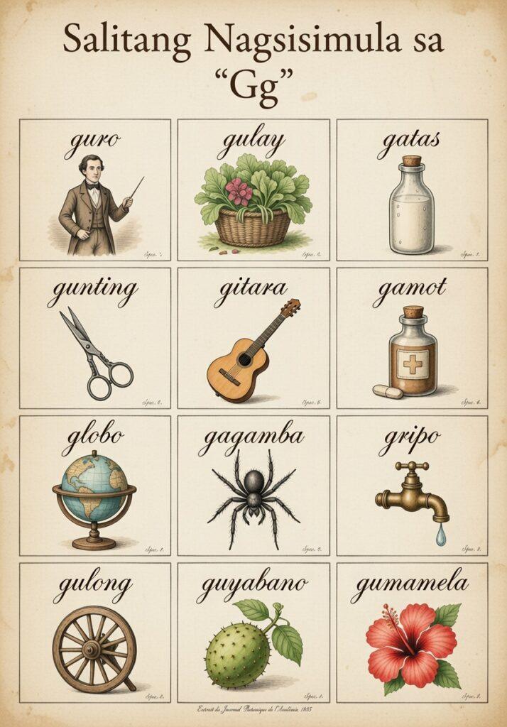 30+ Useful Tagalog Words Starting With the Letter G (Easy Letra G Guide) Letra G Tagalog vocabulary guide featuring gulay, gatas, and guro for beginners and families.