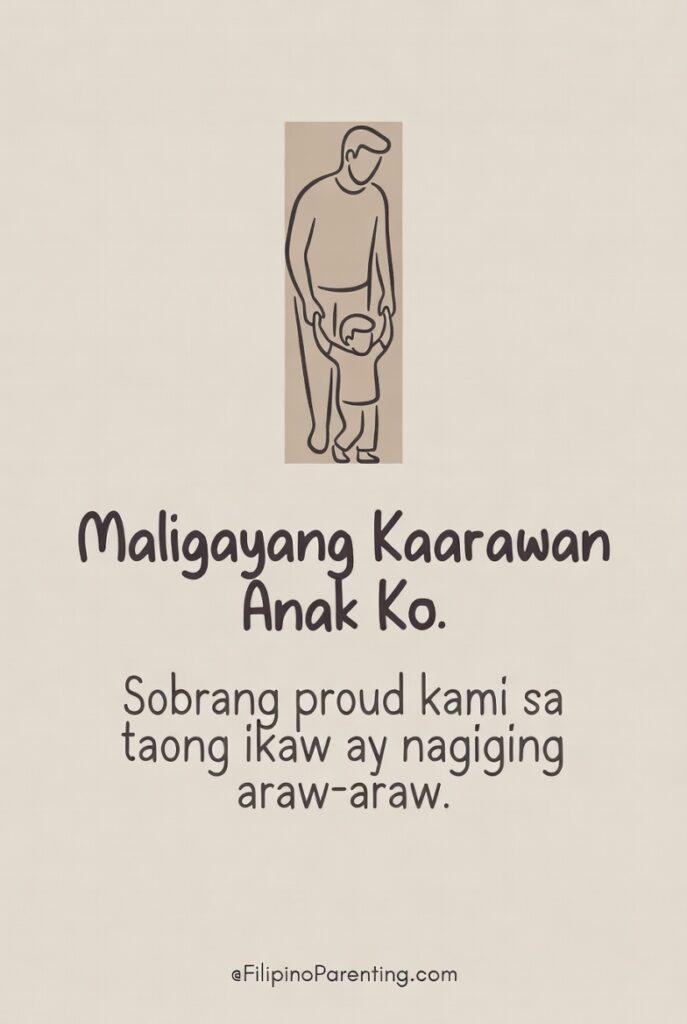 Maligayang Kaarawan Anak Ko: 20 Heartfelt Birthday Messages, Wishes, and Quotes Minimalist “Maligayang Kaarawan Anak Ko” birthday image featuring a heartfelt Filipino message and simple parent-and-child line art—perfect for parents expressing pride, love, and warm birthday wishes to their child on social media or greeting cards. 💛🎉
