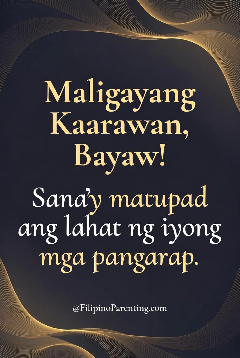 A modern, minimalist Tagalog birthday card for a brother-in-law (bayaw) featuring white sans-serif text on a dark charcoal chalkboard background. The message reads: 'Maligayang Kaarawan Bayaw. Nawa’y pagpalain ka ng mabuting kalusugan at tagumpay'. This heartfelt greeting wishes the recipient blessings of good health and success, making it an ideal digital greeting for Filipino family circles.