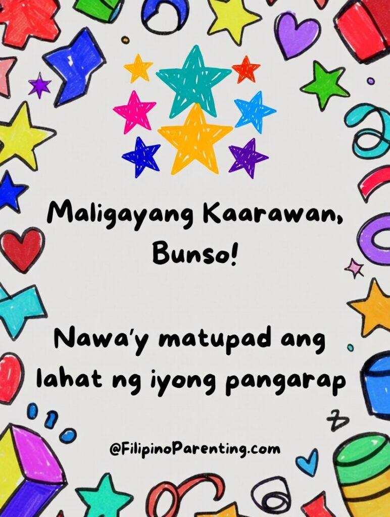 Maligayang Kaarawan Bunso: 20 Heartfelt Birthday Messages, Prayers, and Quotes Celebrate your youngest with our "Happy Birthday Youngest Child o Maligayang Kaarawan Bunso" posters. Perfect for the baby of the family. Shop now at FilipinoParenting!