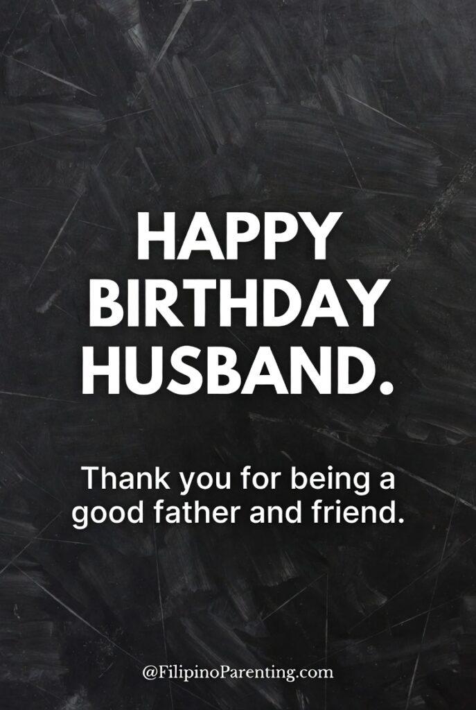 Maligayang Kaarawan Asawang Lalaki: 25 Heartfelt Birthday Messages, Prayers, and Quotes A minimalist and modern Tagalog birthday greeting for a spouse. The text reads: "Maligayang Kaarawan Mahal kong Asawa. Ikaw ang aking lakas, sandigan, at inspirasyon," which translates to honoring a partner as one's strength, support, and inspiration. Featuring a clean layout with a blue cake illustration and soft leaf shadows, this high-quality Filipino birthday card is perfect for sharing a sophisticated and heartfelt tribute on social media.