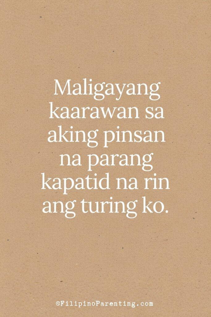 Maligayang Kaarawan Pinsan: 20 Heartfelt Birthday Messages, Wishes, and Quotes Minimalist Filipino birthday greeting card with the message “Maligayang Kaarawan sa aking pinsan na parang kapatid na rin ang turing ko” in clean white typography on a warm brown textured background. A heartfelt Tagalog birthday quote for a cousin who feels like a sibling, ideal for social media sharing, digital greetings, and meaningful family celebrations.