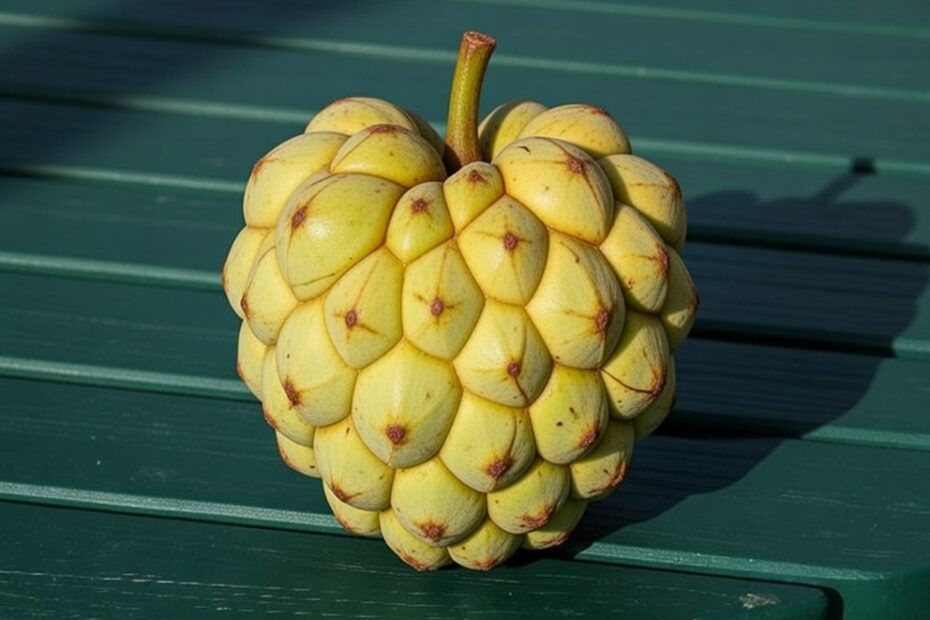 Sugar Apple in Tagalog is ‘atis.’ This simple fruit‑vocabulary image helps learners recognize atis and other Filipino fruit names for easy Tagalog learning.