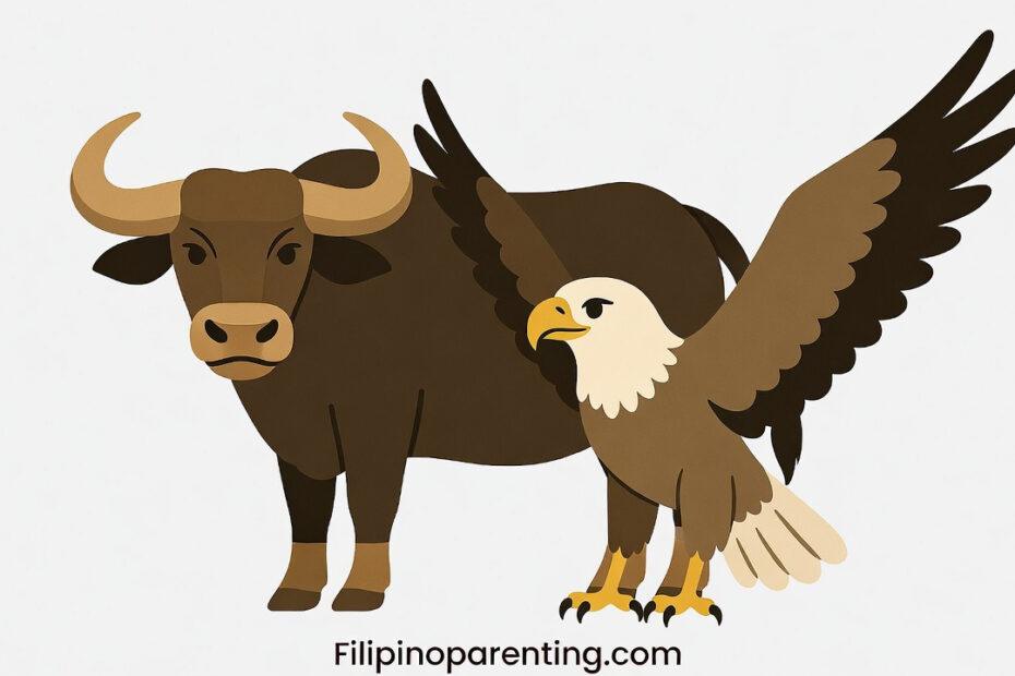 A clean illustration of common Animals English and Tagalog for educational purposes.
