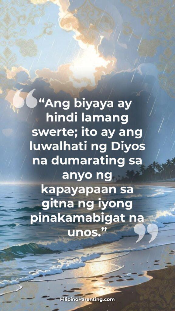 Beautiful Filipino Words with Deep Meanings: 5 Enchanting Truths A serene scene of light breaking through storm clouds, symbolizing divine grace, with a Filipino cultural touch.