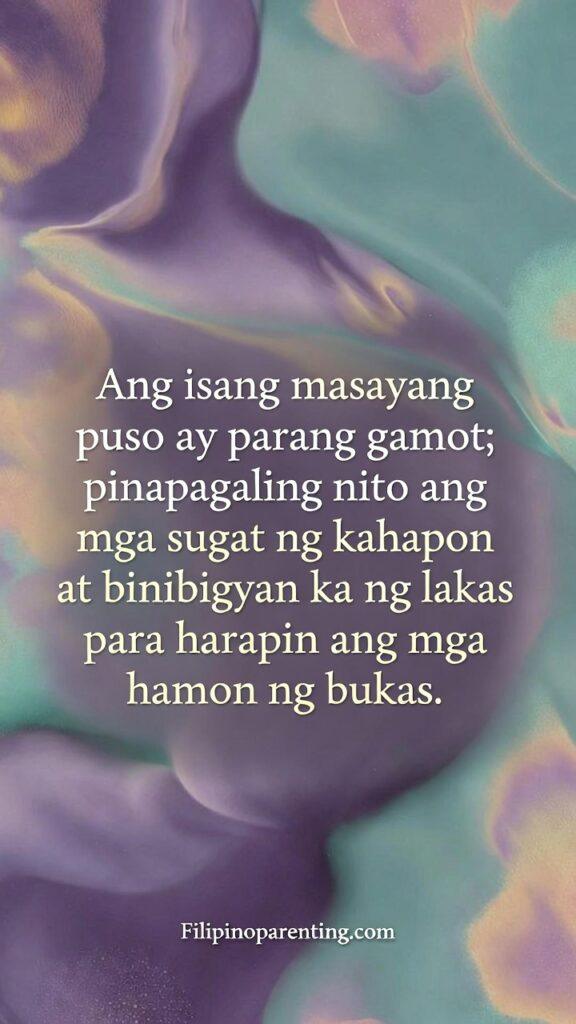 Beautiful Tagalog Expressions Joy Ligaya Happy Heart: 5 Radiant Truths A vertical 9:16 social media graphic. The background is an abstract, soft-focus blend of healing colors like lavender and soft teal. The vibe is therapeutic and calm.