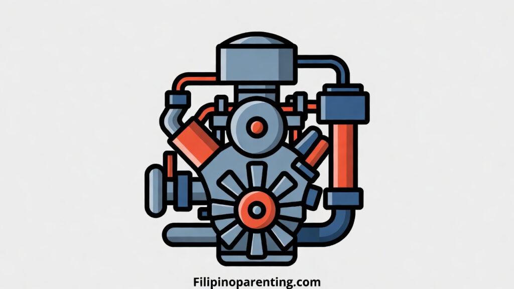 Car Parts in Tagalog: 15 Essential Words & Maintenance Tips for Kotse Owners Car Parts in Tagalog: A stylized vector illustration of a car engine (makina) with various tubes and components to help drivers identify vehicle parts.