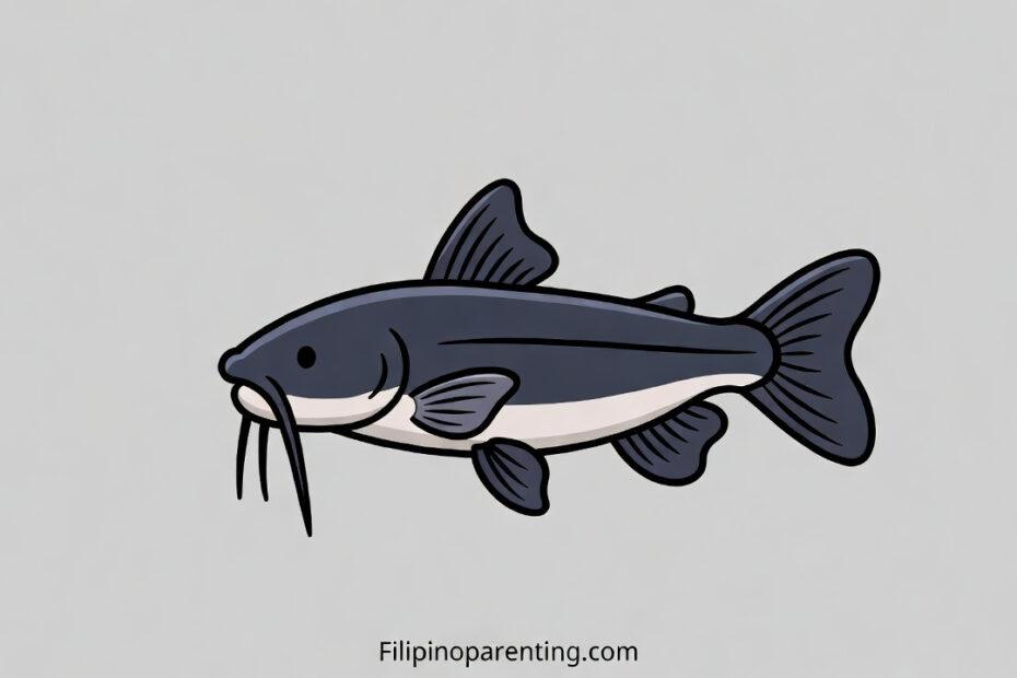 Catfish in Tagalog (Hito): Master 12 Essential Example Sentences for Amazing Freshwater Catfish Recipes Illustration of a Freshwater Catfish (Hito) showing its dark body, whiskers (barbels), and rounded tail fin.