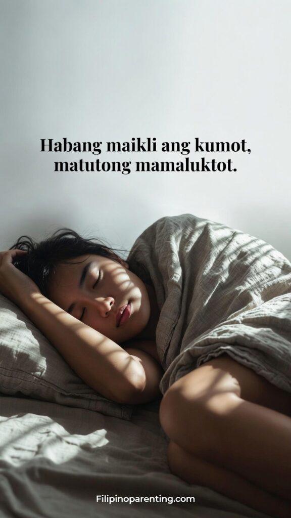 Classic Tagalog Salawikain Life Human Nature: 5 Timeless Truths A minimalist, artistic whole body of young Adult Filipina sleeping under a small tiny blanket.