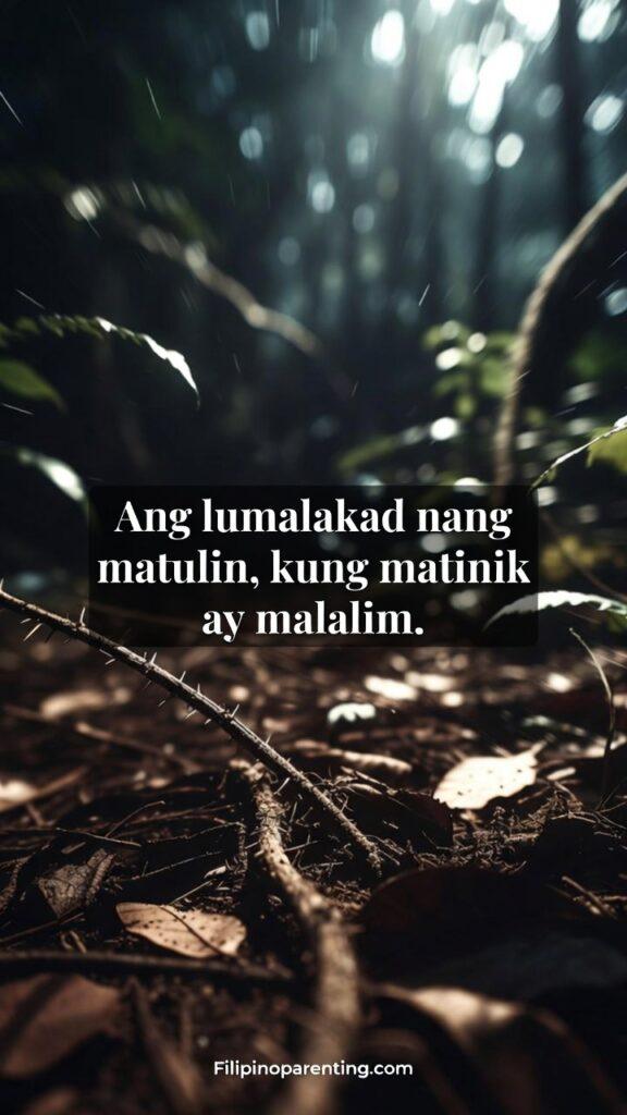 Classic Tagalog Salawikain Life Human Nature: 5 Timeless Truths A blurred forest floor with a sharp focus on a single, intricate thorn on a vine.