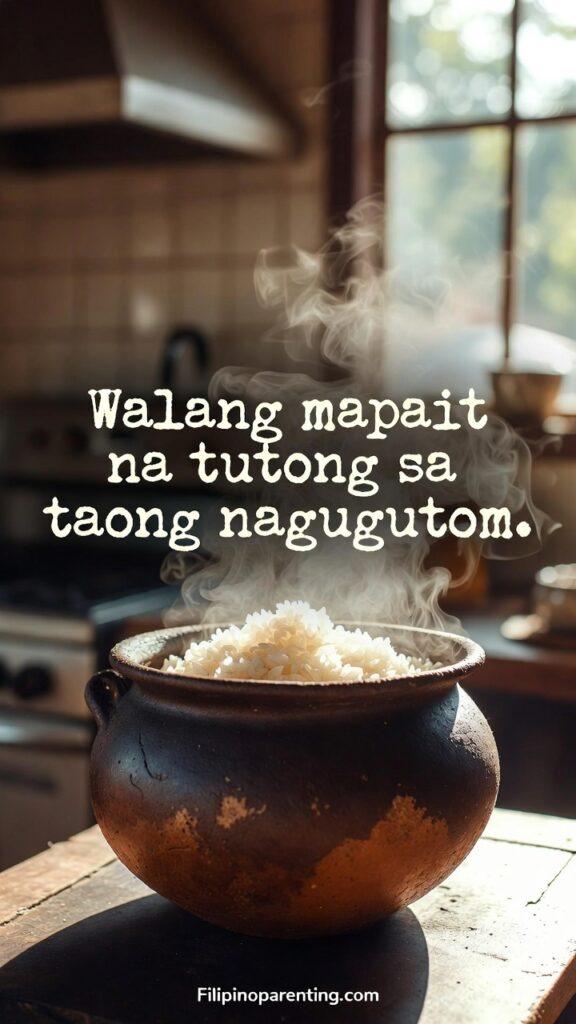 Classic Tagalog Salawikain Life Human Nature: 5 Timeless Truths A humble, steaming clay pot of rice (palayok) sitting on a rustic wooden table.