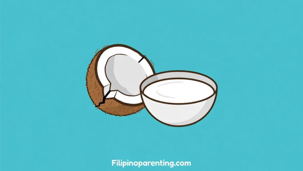 Coconut Milk in Tagalog: Unlock 12 Delicious Example Sentences for Incredible Filipino Cuisine Mastery A simple flat color illustration of coconut milk in Tagalog or gata.