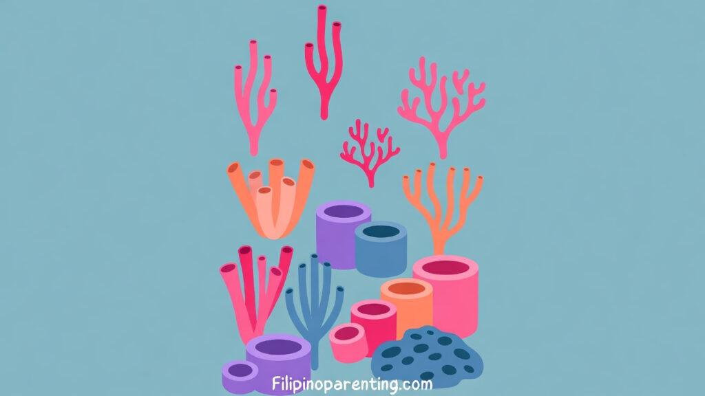 Coral in Tagalog (Koral): Discover 12 Powerful Example Sentences for Ultimate Reef Protection Coral in Tagalog simple flat illustration for educational marine life guide