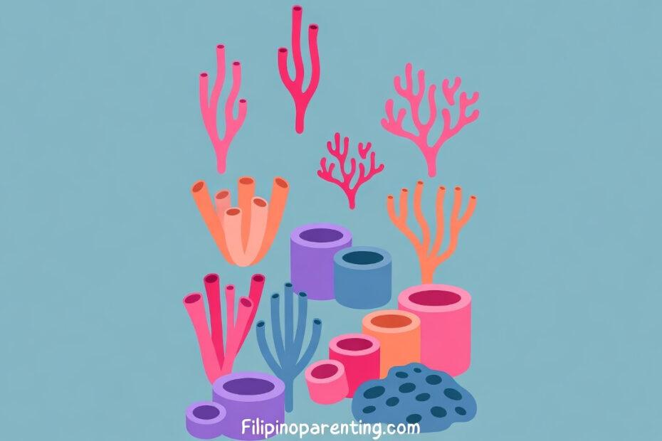 Coral in Tagalog (Koral): Discover 12 Powerful Example Sentences for Ultimate Reef Protection Coral in Tagalog simple flat illustration for educational marine life guide