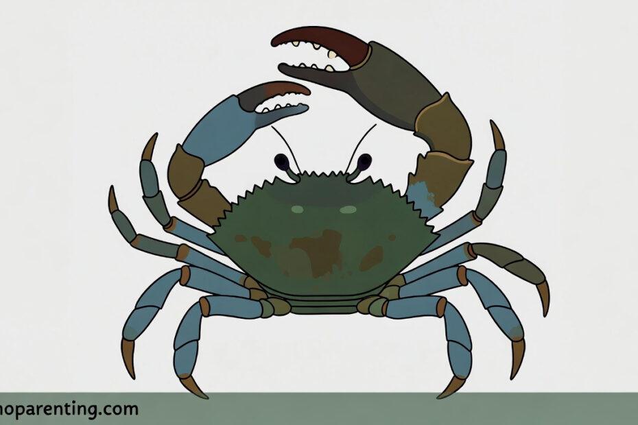 Crab in Tagalog (Alimango): Master 12 Delicious Example Sentences for Amazing Crab Feasts Simple flat color illustration of a large mud crab representing Crab in Tagalog.