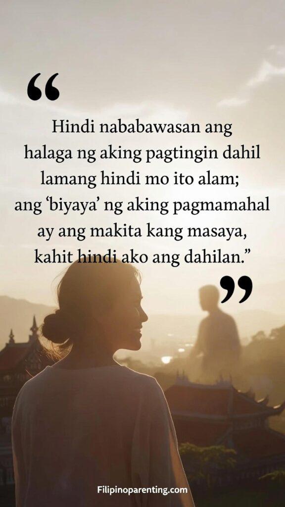 Deep Hugot Tagalog Quotes Unspoken Silent Love: 5 Unstoppable Lines A warm scene of someone admiring another from a distance, expressing quiet, selfless affection.