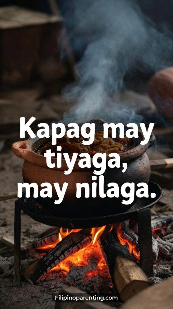 Deep Tagalog Proverbs on Patience and Victory: 5 Unstoppable Truths A steaming traditional clay pot (palayok) over a wood fire, symbolizing the rewards of hard work.