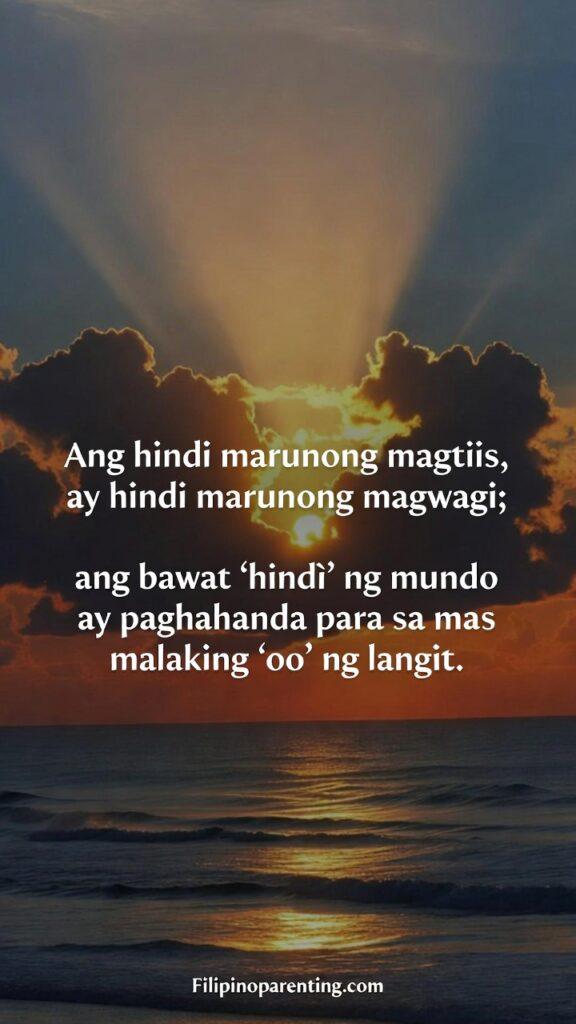 Deep Tagalog Proverbs on Patience and Victory: 5 Unstoppable Truths A person looking out at a vast horizon during a beautiful sunrise, symbolizing hope and victory.
