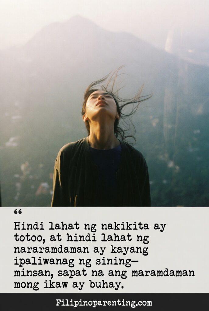 Deep Tagalog Quotes Instagram Captions Soulful: 5 Unforgettable Lines A person breathing deeply in nature, symbolizing the simple joy of being alive.