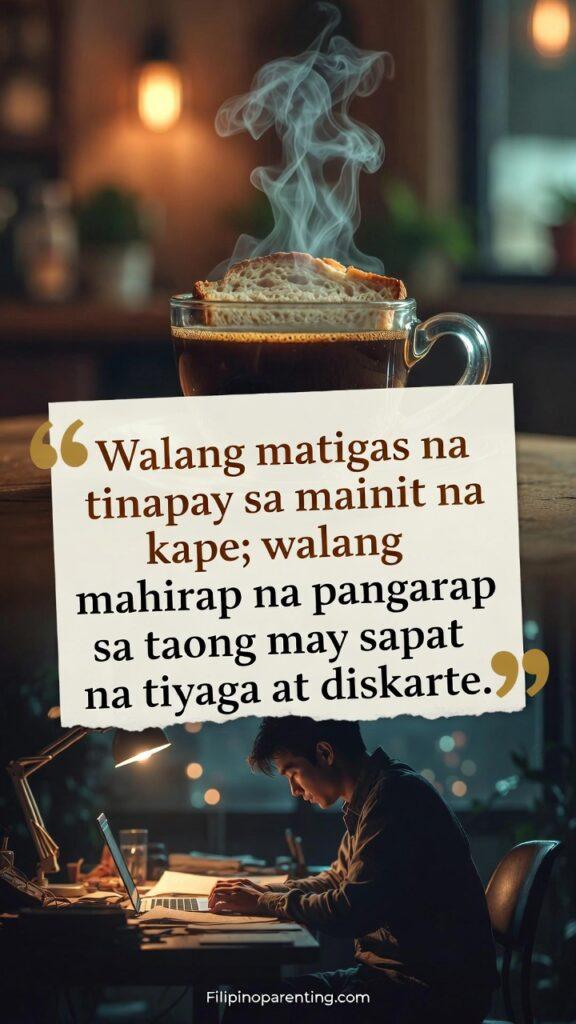 Deep Tagalog Sayings Perseverance Filipino Grit: 5 Unstoppable Truths A warm cup of coffee softening bread, symbolizing perseverance and strategy.