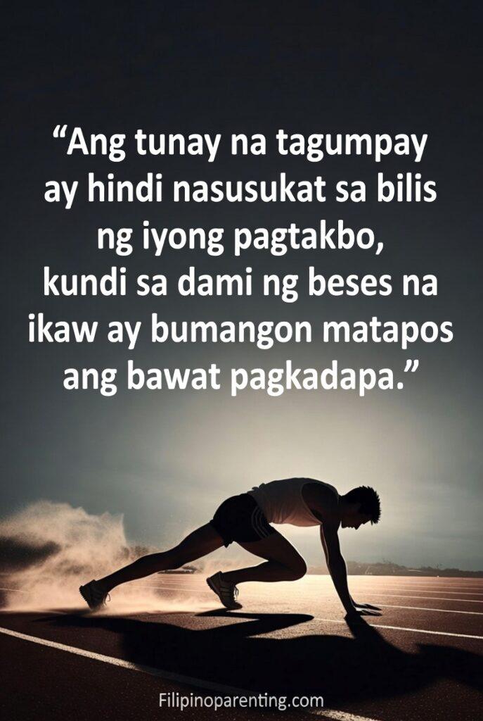 Deep Tagalog Sayings Perseverance Filipino Grit: 5 Unstoppable Truths A runner rising after a fall on a track field.