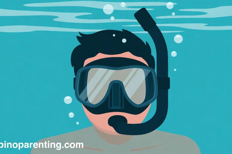 Dive in Tagalog: Unlock 12 Essential Example Sentences for Incredible Underwater Adventures Dive in Tagalog simple flat illustration of a scuba diver for educational content