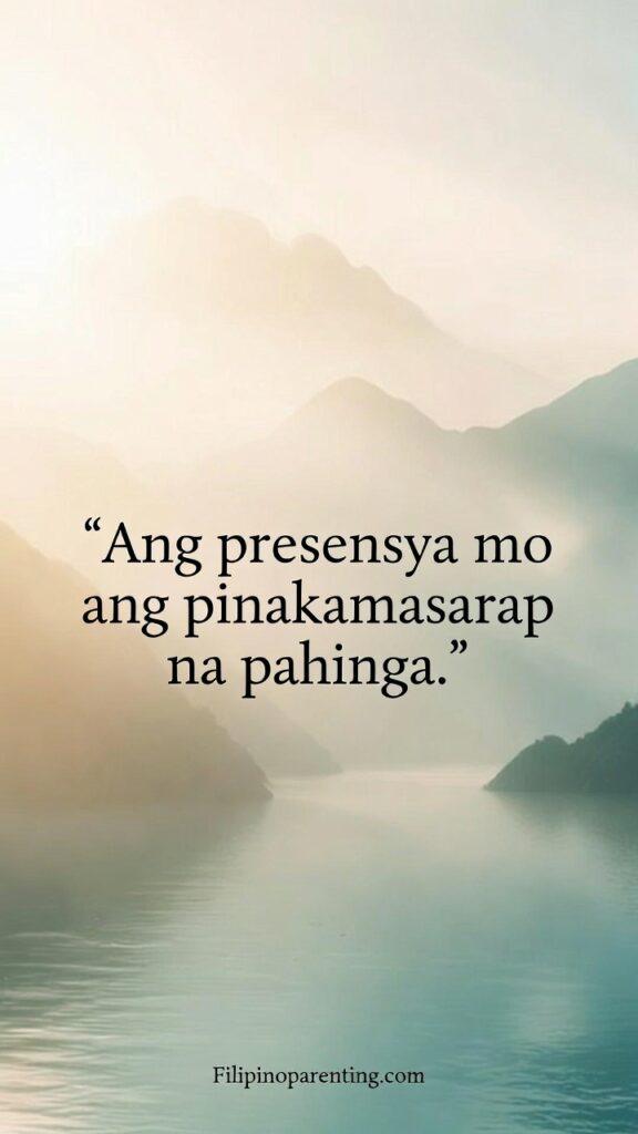 Filipino Quotes About Home and Presence: 5 Enchanting Truths of Belonging A peaceful Filipino-inspired scene symbolizing rest and comfort, with the quote “Ang presensya mo ang pinakamasarap na pahinga.”