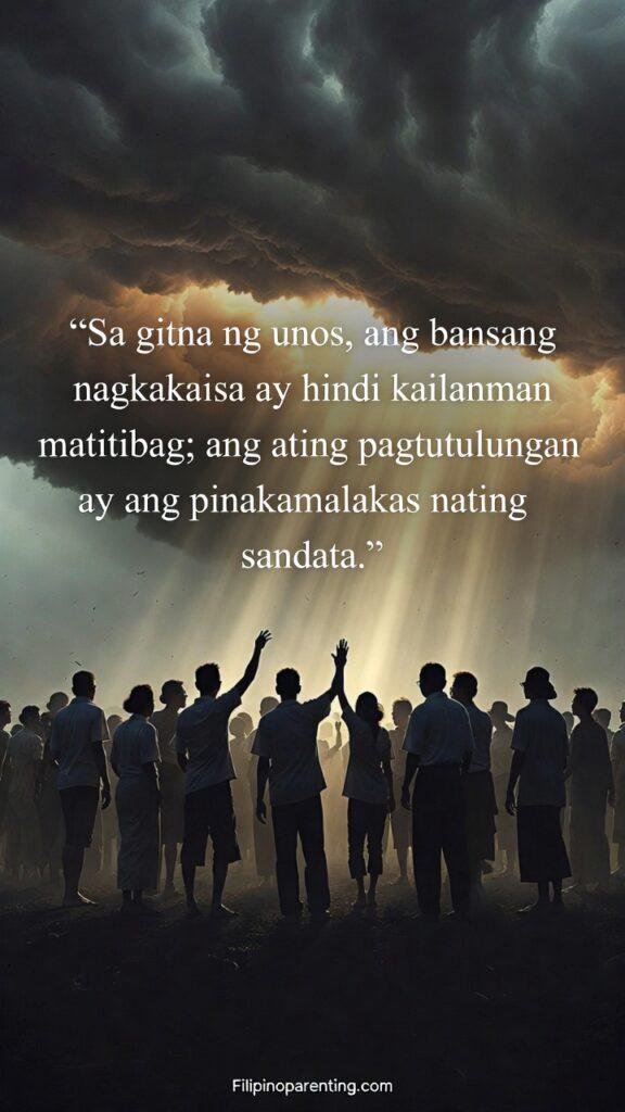 Filipino Sayings Ang Diwa ng Bayanihan Community: 5 Unstoppable Truths United Filipino nation standing strong in a storm