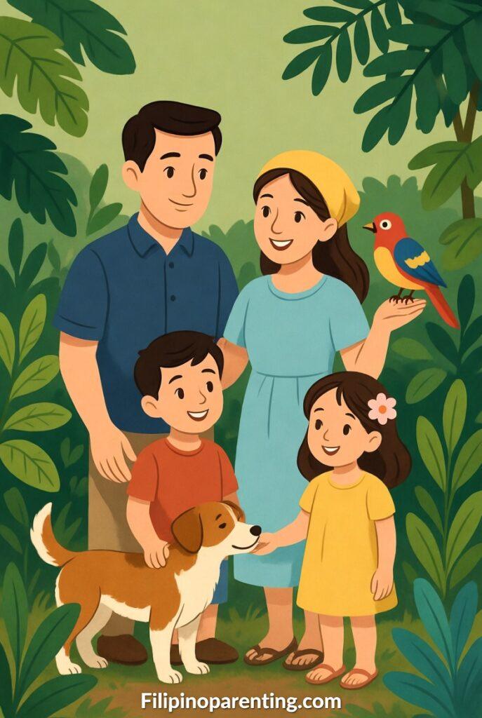 Tagalog Words for Pets: 12 Fun and Helpful Filipino Animal Words for Families Filipino family practicing Tagalog Words for Pets