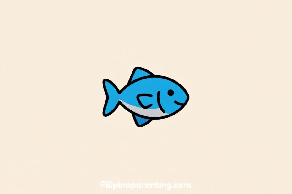 A simple flat color illustration of a Fish in Tagalog for learners.