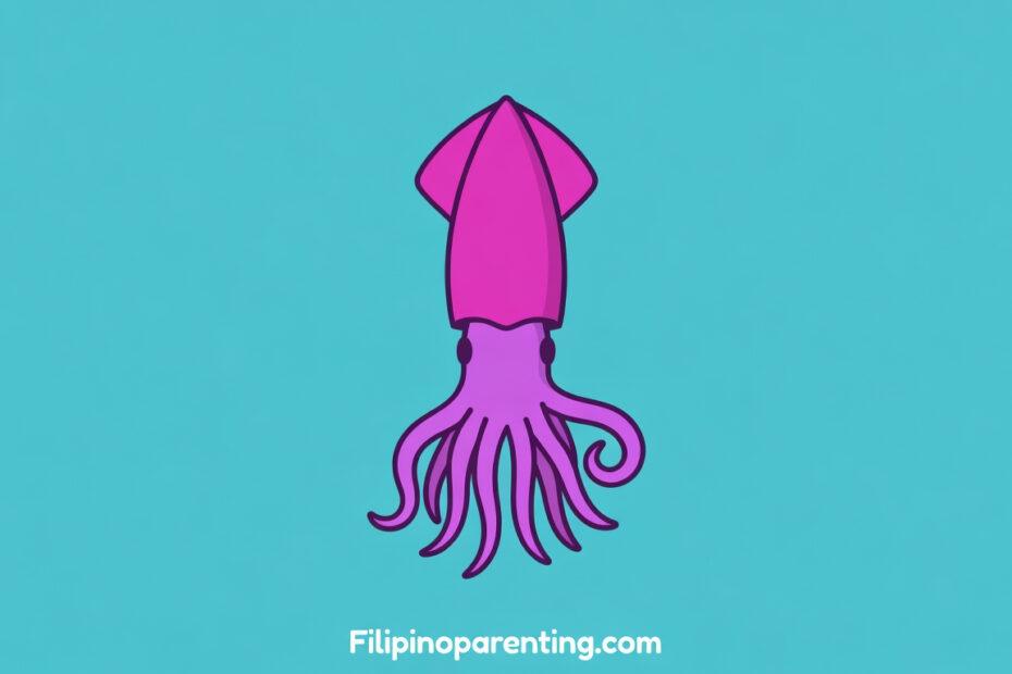 Squid in Tagalog (Pusit): Master 12 Essential Example Sentences for Amazing Filipino Dining A clean flat vector illustration of a squid (pusit) for Tagalog language learners.