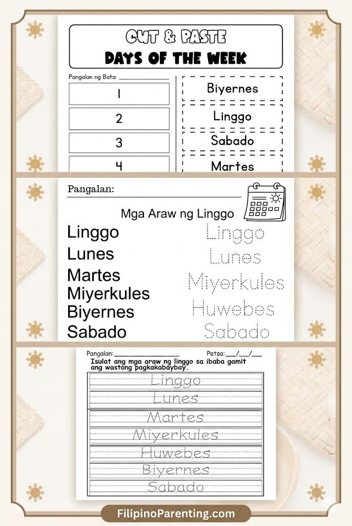 3 Free Printable Tagalog Days of the Week Worksheets (Mga Araw ng Linggo PDF) 3 Free Printable Tagalog Days of the Week Worksheets (Mga Araw ng Linggo PDF)