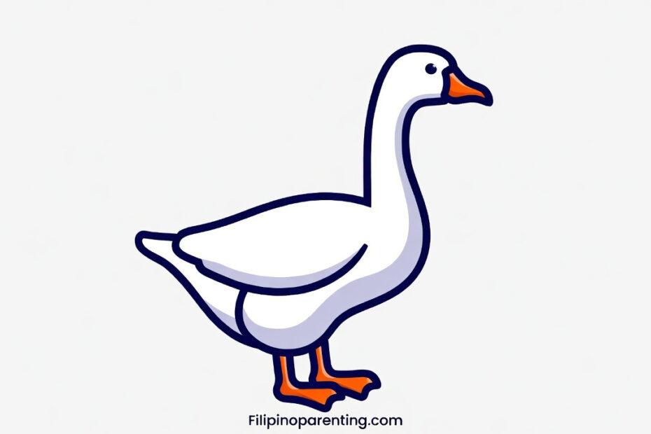 White goose illustration with an orange beak for learning the Tagalog word Gansa.