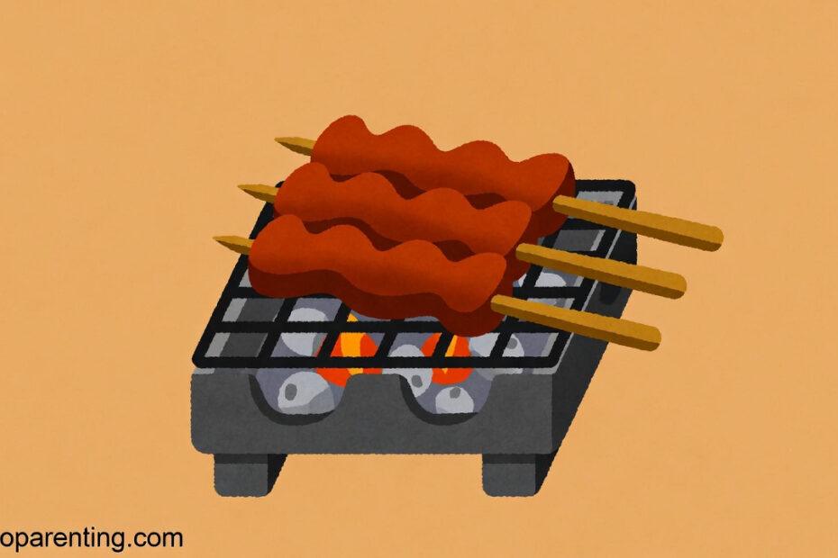 Grill in Tagalog: Unlock 12 Delicious Example Sentences for Incredible Filipino Barbecue Mastery Grill in Tagalog illustration of a traditional Filipino charcoal grill with pork barbecue skewers
