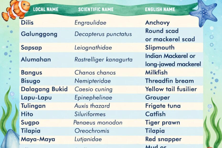 Educational Tagalog to English Fish Names Guide for Kids and Families
