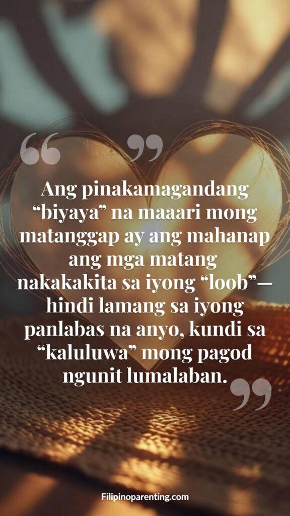 Heartfelt Tagalog Quotes on Being Seen and Soul: 5 Unforgettable Truths A warm, golden-toned Filipino-inspired image symbolizing being truly seen, with the Tagalog quote about “loob” and inner soul.