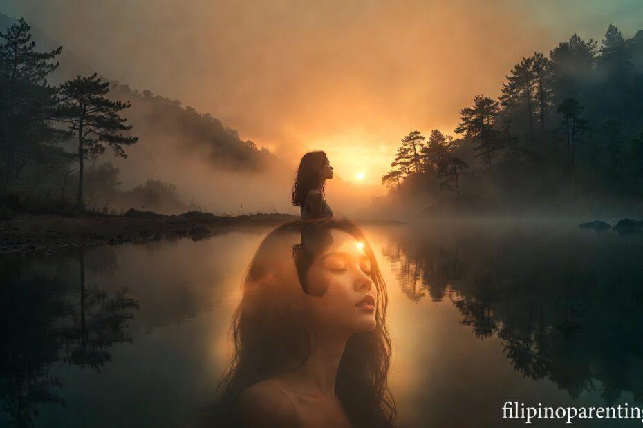 A reflection in a mountain lake representing Heartfelt Tagalog Quotes on Being Seen and Soul.