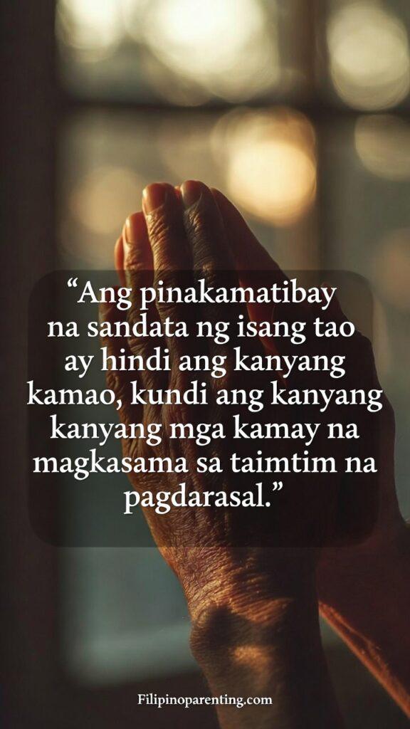 Heartfelt Tagalog Sayings Strength in Prayer: 5 Miraculous Truths Close-up of hands clasped in prayer against a warm, blurred background.