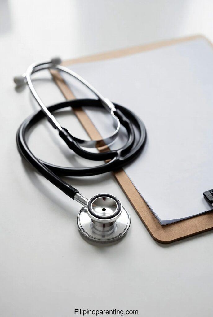 9 Essential Hospital in Tagalog Words to Navigate Medical Care Confidently Medical objects representing Hospital in Tagalog such as a stethoscope and clipboard