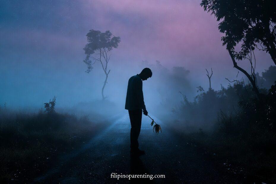 A person walking away in the mist representing Hugot Tagalog Quotes About Love and Letting Go.