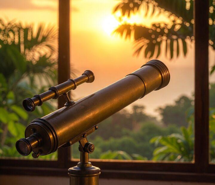 A visual representation of the phrase I see you in Tagalog featuring a vintage telescope.