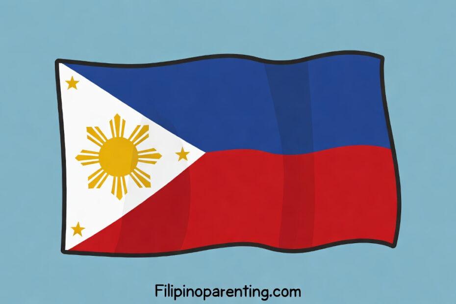 Philippines Independence Day Tagalog Phrases: 12 Beautiful & Essential Expressions for Araw ng Kalayaan Independence Day Tagalog: A stylized vector illustration of the Philippine flag waving, used to teach essential phrases for June 12 celebrations.