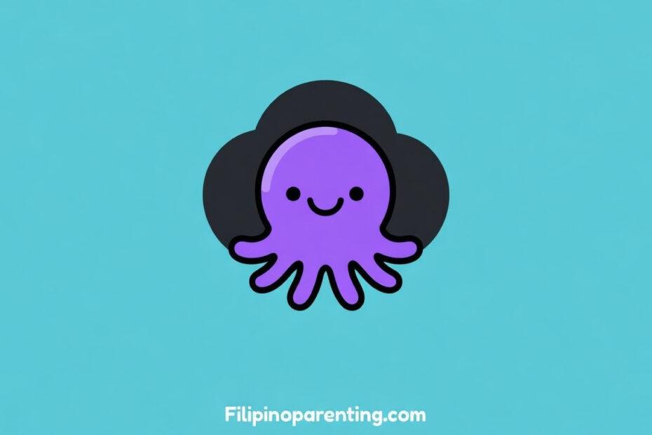 Ink in Tagalog flat vector octopus releasing tinta