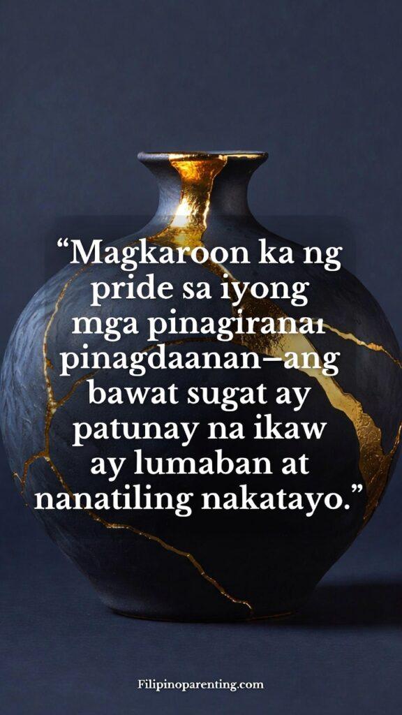 Inspirational Tagalog Quotes for Self-Worth and Pride: 5 Unstoppable Truths Tagalog quote celebrating resilience and victory over hardship.