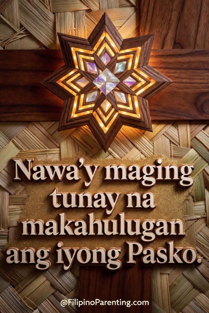Maligayang Pasko Greetings: 50 Heartfelt Tagalog Ways to Say Merry Christmas Intricate wooden and capiz shell Parol lantern on a woven banig background for Maligayang Pasko greetings and meaningful Filipino holiday traditions.
